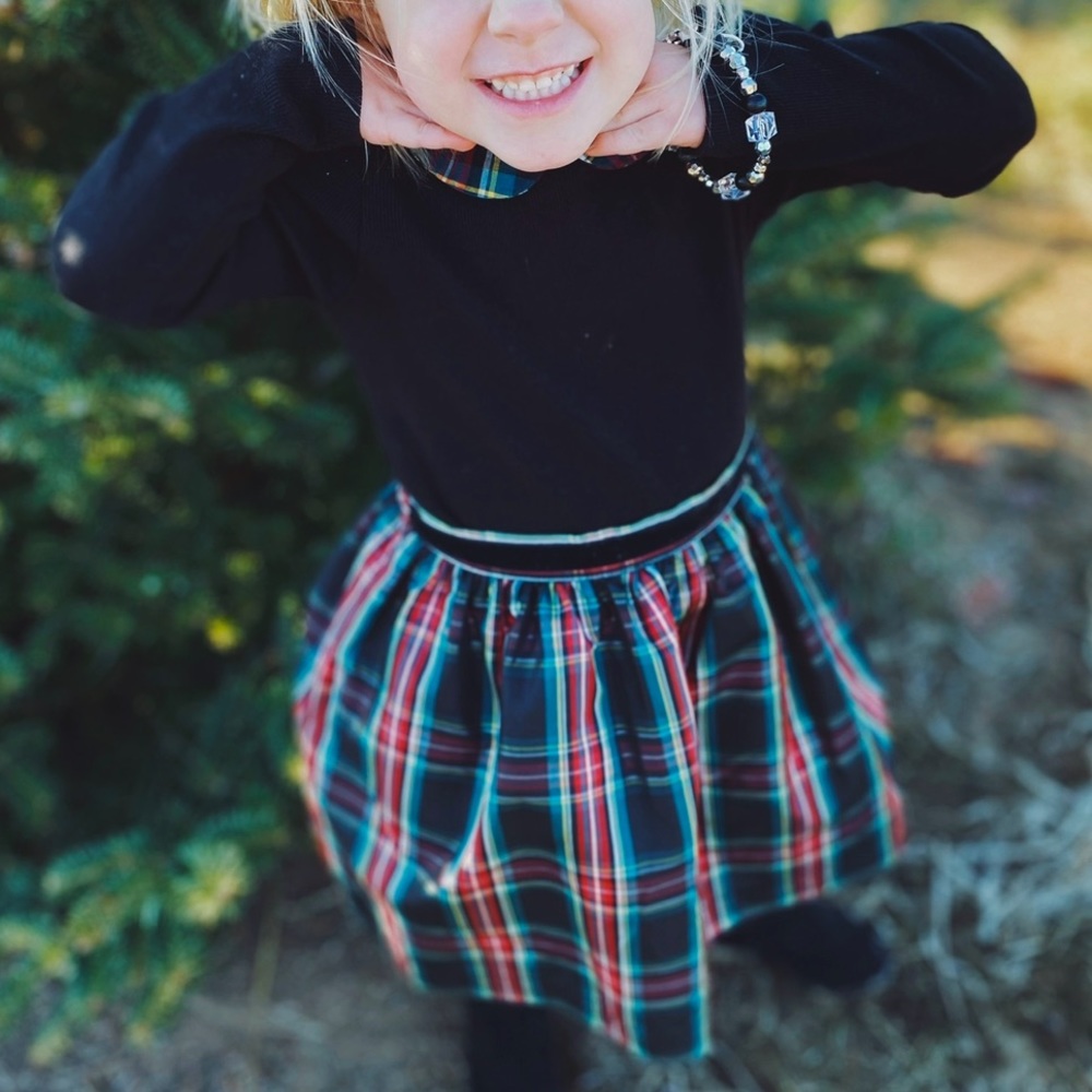 Girls GAP Christmas Plaid Outfit- Skirt & Long-Sleeve Top, Matching Set